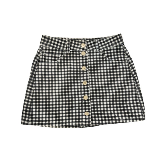 Reformation Dresses & Skirts - Reformation Bianca Skirt Mia Gingham Black White Front Button Mini Skirt 27